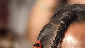 Rapper Kendrick Lamar appears at the MTV Video Music Awards, on Aug. 27, 2017, in Inglewood, Calif., left, and Canadian rapper Drake appears at the premiere of the series "Euphoria," in Los Angeles on June 4, 2019.