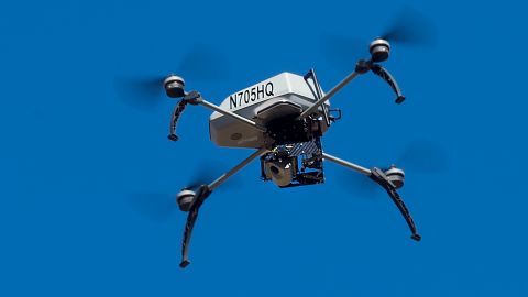 A drone operated by the Alameda County Sheriff's Office flies during a demonstration of a search and rescue operation on Friday, Aug. 14, 2015, in Dublin, Calif. As law enforcement joins the ranks of hobbyists sending drones into California skies, civil liberties advocates are raising the specter of unchecked police surveillance and state lawmakers are drafting limits. (AP Photo/Noah Berger)