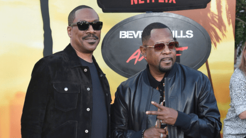 Eddie Murphy, left, and Martin Lawrence arrive at the premiere of "Beverly Hills Cop: Axel F" on Thursday, June 20, 2024, in Beverly Hills, Calif. (Photo by Richard Shotwell/Invision/AP)