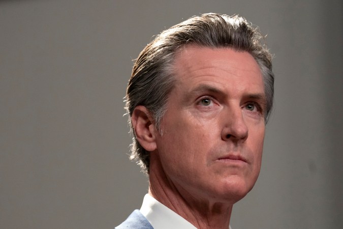 California Gov. Gavin Newsom answers questions after he signed three gun control measures during a news conference in Sacramento, Calif., Tuesday Sept, 26, 2023, (AP Photo/Rich Pedroncelli)