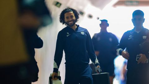 César Huerta durante el partido de vuelta de los cuartos de final del torneo Apertura 2024 de la Liga MX entre los Pumas de la UNAM y los Rayados del Monterrey celebrado en el Estadio Olímpico Universitario.