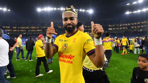 Monterrey, Nuevo León, 15 de diciembre de 2024. Rodrigo Aguirre en festejo, durante el partido de vuelta de la Final del torneo Apertura 2024 de la Liga BBVA MX, entre los Rayados del Monterrey y las Águilas del América, celebrado en el estadio BBVA. Foto: Imago7/