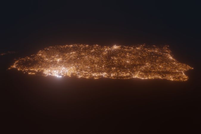 Vista aérea de Puerto Rico desde el norte.