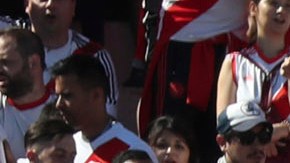 Argentina's River Plate fans cheer for their team prior the final soccer match of the Copa Libertadores against Argentina's Boca Juniors at the Antonio Vespucio Liberti stadium in Buenos Aires, Argentina, Saturday, Nov. 24, 2018. The final match of the Copa Libertadores has been pushed back after the bus carrying the Boca Juniors players was attacked by fans as it drove to the Antonio Vespucio Liberti stadium. (AP Photo/Ricardo Mazalan)
