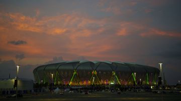 FILE - A general view of the King Abdullah Sports City stadium prior to the Soccer Club World Cup match between Al-Ittihad and Auckland City in Jeddah, Saudi Arabia, Tuesday, Dec. 12, 2023. (AP Photo/Manu Fernandez, File)