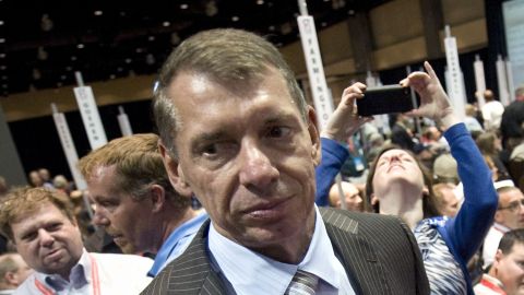 FILE - Vince McMahon stands at Republican state convention in Hartford, Conn., May 18, 2012. (AP Photo/Jessica Hill, File)