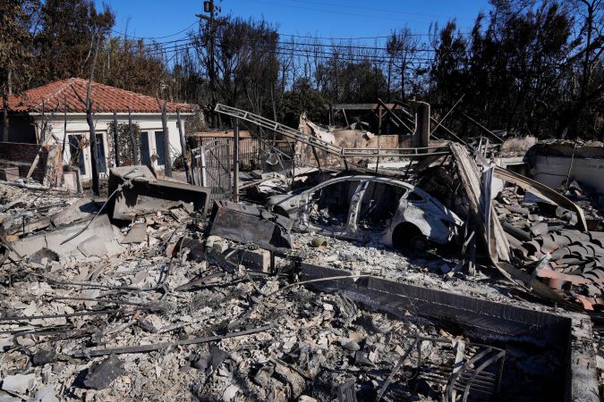 Homes Destroyed by The Palisades Fire Are Seen in the Pacific Palisades Neighborhood of Los Angeles, Thursday, Jan. 16, 2025. (Ap Photo/Damian Dovarganes)