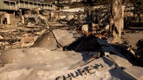 The Altadena Community Church is left damaged by the Eaton Fire Sunday, Jan. 12, 2025 in Altadena, Calif. (AP Photo/Ethan Swope)