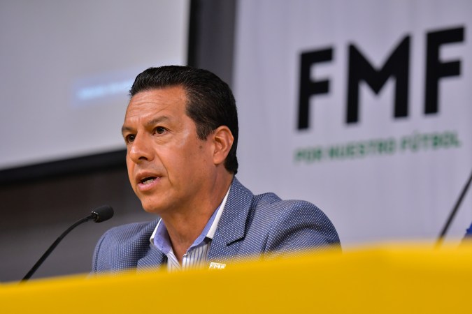 Toluca, Estado de México, 3 de noviembre de 2022. Armando Archundia, presidente, durante una conferencia de prensa de la Comisión de Árbitros de la FMF, celebrada en la Federación Mexicana de Futbol. Foto: Imago7/ Arturo Hernández