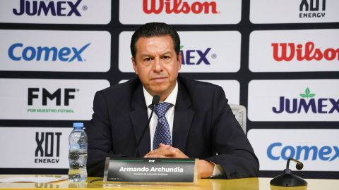 Toluca, Estado de México, 28 de junio de 2023. Armando Archundia, presidente, durante una conferencia de prensa de la Comisión de Árbitros, celebrada en las instalaciones de la FMF. Foto: Imago7/Jesús Esquivel