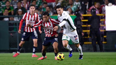 León, Guanajuato, 28 de enero de 2025. , durante el partido correspondiente a la jornada 4 del torneo Clausura 2025 de la Liga BBVA MX, entre los Esmeraldas del León y las Chivas Rayadas del Guadalajara, realizado en el estadio León. Foto: Imago7/Duilio Muñoz