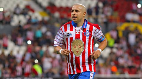 Guadalajara, Jalisco, 1 de julio de 2017. Adolfo Bautista en festejo de gol, durante el juego de despedida de Adolfo "Bofo" Bautista, celebrado en el estadio Jalisco. Foto: Imago7/Jorge Barajas