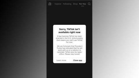 Una captura de pantalla de una actualización de la aplicación TikTok, el sábado.