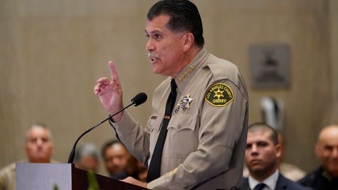 New Los Angeles County Sheriff Robert Luna speaks after being sworn in as the 34th Los Angeles Sheriff during a ceremony in Los Angeles, Saturday, Dec. 3, 2022. (AP Photo/Damian Dovarganes)