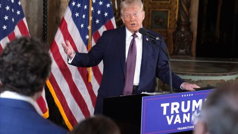 President-elect Donald Trump speaks during a news conference at Mar-a-Lago, Tuesday, Jan. 7, 2025, in Palm Beach, Fla. (AP Photo/Evan Vucci)