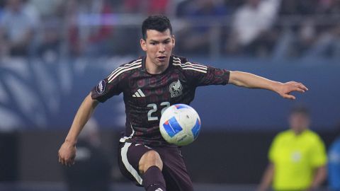 FILE - Mexico forward Hirving Lozano controls the ball during the first half of a CONCACAF Nations League final soccer match against the United States, Sunday, March 24, 2024, in Arlington, Texas. Major League Soccer expansion team San Diego FC has signed winger Hirving “Chucky” Lozano as the club's first Designated Player. Lozano signed a four-year deal through the 2028 season, the team said in its announcement on Thursday, June 6, 2024. (AP Photo/Julio Cortez, File)