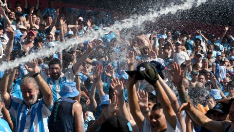 Hinchas de Racing Club durante un partido.