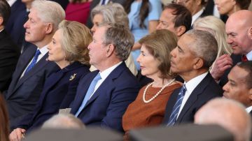 Los expresidentes Bill Clinton, George W. Bush y Barack Obama, durante el acto de toma de posesión de Donald Trump.