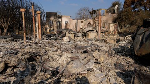 What remains of Chef Daniel Shemtob's home destroyed by the Palisades Fire is seen, Sunday, Jan. 19, 2025, in the Pacific Palisades neighborhood of Los Angeles, Calif. (AP Photo/Carolyn Kaster)