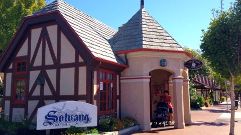 This Oct. 1, 2014 photo shows the Solvang Visitors Bureau in Solvang, Calif. Founded in 1911 by Danish immigrants, Solvang is a touristy enclave with Danish bakeries and Danish-themed hotels in addition to the Hans Christian Andersen Museum. (AP Photo/Solvej Schou)