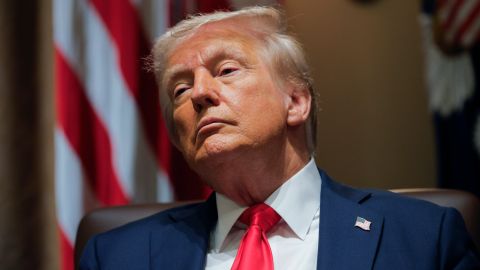 President Donald Trump listens during a Cabinet meeting at the White House in Washington, Wednesday, Feb. 26, 2025. (Pool via AP)