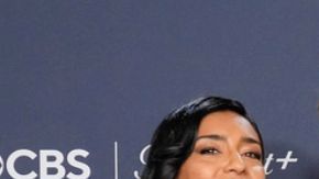 Adriana Paz, from left, Edgar Ramirez, Selena Gomez, Jacques Audiard, Karla Sofia Gascon, and Zoe Saldana pose in the press room with the award for best motion picture - musical or comedy for "Emilia Perez" during the 82nd Golden Globes on Sunday, Jan. 5, 2025, at the Beverly Hilton in Beverly Hills, Calif. (AP Photo/Chris Pizzello)