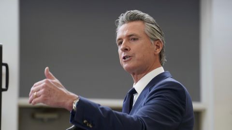 California Gov. Gavin Newsom outlines his proposed 2025-2026 $322 billion state budget during a news conference at California State University, Stanislaus in Turlock, Calif., Monday, Jan. 6,2025. (AP Photo/Rich Pedroncelli)