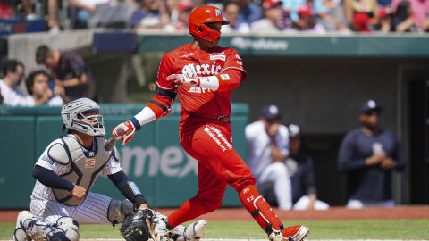 Ciudad de México, 24 de marzo de 2024. Robinson Canó, durante un partido de exhibición, entre los Diablos Rojos del México y los New York Yankees, celebrado en el estadio Alfredo Harp Helú. Foto: Imago7/ Rafael Vadillo