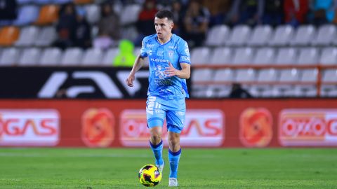 Pachuca, Hidalgo, 1 de febrero de 2025. Oussama Idrissi, durante el partido correspondiente a la jornada 5 del torneo Clausura 2025 de la Liga BBVA MX, entre los Tuzos del Pachuca y los Rojinegros del Atlas, realizado en el estadio Hidalgo. Foto: Imago7/ Eloísa Sánchez