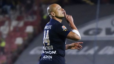 San Luis Potosí, San Luis Potosí, 26 de febrero de 2025. Javier Hernández "Chicharito" en festejo de gol , durante el partido correspondiente a la jornada 9 del torneo Clausura 2025 de la Liga BBVA MX, entre el Atlético San Luis y las Chivas Rayadas del Guadalajara, realizado en el estadio Alfonso Lastras. Foto: Imago7/Sebastián Laureano Miranda