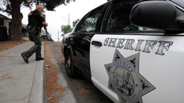 This Aug. 11, 2011 photo shows a San Diego county sheriff's deputy walking back to his car after serving a warrant at at a home in Fallbrook, Calif. State, federal and county officers served warrants in San Diego county on people suspected of smuggling drugs illegally into Mexico from the U.S. Authorities speculate that it was easier for smugglers to unload large batches of pills at those loosely regulated pharmacies than to distribute them in small amounts through American street dealers. (AP Photo/Denis Poroy)