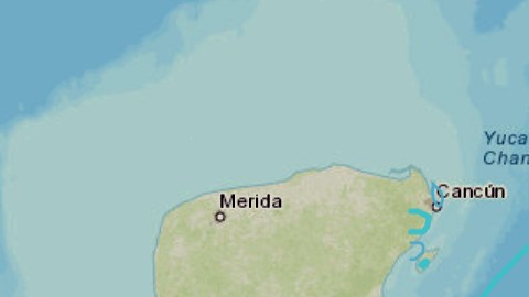 El mapa muestra un terremoto de magnitud 7,6 en el mar Caribe el 8 de febrero de 2025.
