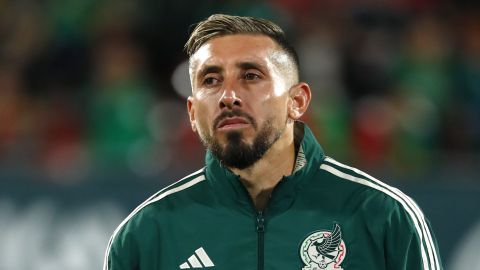 Mexico's Hector Herrera ahead the international friendly soccer match between Mexico and Sweden at the Montilivi municipal stadium in Girona, Spain, Wednesday, Nov. 16, 2022. (AP Photo/Joan Monfort)