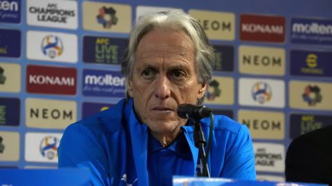 Saudi Arabia's Al Hilal manager Jorge Jesus speaks during his press briefing a day prior to his team's soccer match against Iran's Nassaji during AFC Champions League at the Azadi Stadium in Tehran, Iran, Monday, Oct. 2, 2023. (AP Photo/Vahid Salemi)