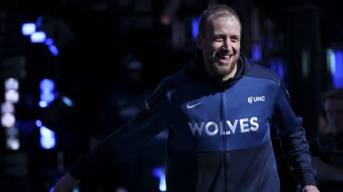 Minnesota Timberwolves guard Joe Ingles before an NBA basketball game, Saturday, Oct. 26, 2024, in Minneapolis. (AP Photo/Ellen Schmidt)