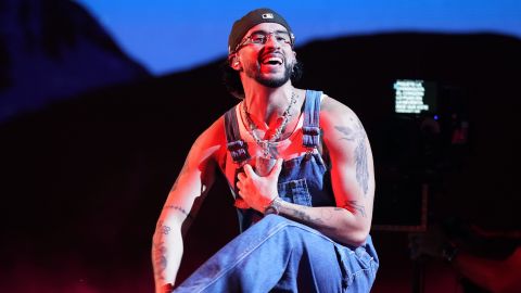 FILE - Bad Bunny performs at the Latin Billboard Awards in Coral Gables, Fla., on Oct. 5, 2023. (AP Photo/Marta Lavandier, File)