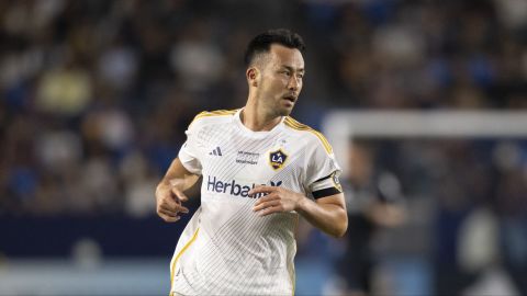 Los Angeles Galaxy defender Maya Yoshida runs during an MLS soccer match against the San Diego FC, Sunday, Feb. 23, 2025, in Carson, Calif. (AP Photo/Kyusung Gong)