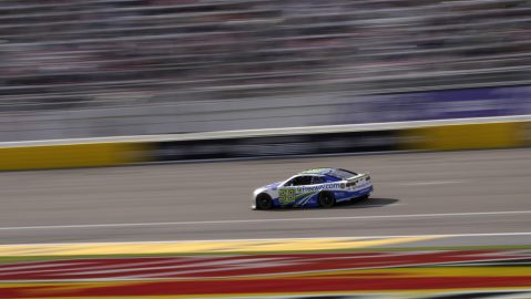 Daniel Suarez drives during a NASCAR Cup Series auto race Sunday, March 16, 2025, in Las Vegas. (AP Photo/John Locher)
