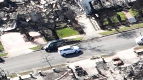 A lone residence is left standing amid the devastation from the Palisades Fire, in an aerial view, in the Pacific Palisades neighborhood of Los Angeles, Monday, Jan. 27, 2025. (AP Photo/Jae C. Hong)