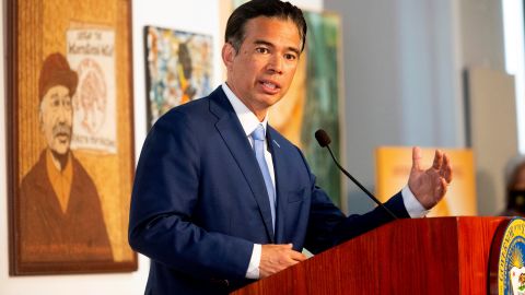 FILE - In this March 24, 2021, file photo, California Assemblyman Rob Bonta speaks during a news conference shortly after California Gov. Gavin Newsom announced his nomination for state's attorney general in San Francisco. California's nominee for state attorney general on Wednesday, April 21, 2021, promised to hold police accountable for misconduct, as lawmakers offered veiled criticism of his predecessor who is now in the Biden administration. (AP Photo/Noah Berger, File)