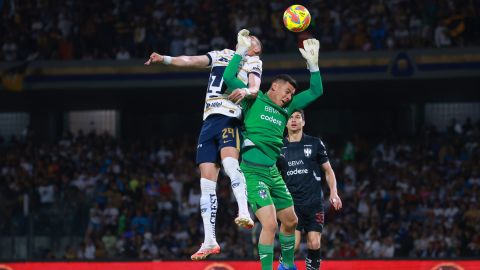 Momento en el que Funes Mori remata y anota un gol que fue anulado instantes después.