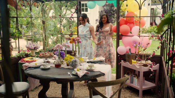 With Love, Meghan. (L to R) Meghan, Duchess of Sussex, Mindy Kaling in episode 102 of With Love, Meghan. Cr. Courtesy of Netflix © 2024