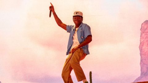 Tyler, The Creator se presenta durante el segundo fin de semana del Festival de Música y Artes de Coachella Valley el sábado 20 de abril de 2024 en el Empire Polo Club en Indio, California. (Foto de Amy Harris/Invision/AP)