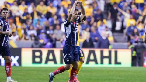 Monterrey's Sergio Canales celebrates scoring his side's opening goal against America during a Mexican soccer league first-leg final match at Cuauhtémoc stadium in Puebla, Mexico, Thursday, Dec. 12, 2024. (AP Photo/Eduardo Verdugo)