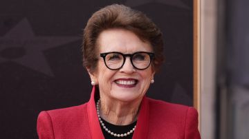 Billie Jean King attends a ceremony honoring her with a star on the Hollywood Walk of Fame on Monday, April 7, 2025, in Los Angeles. (AP Photo/Chris Pizzello)