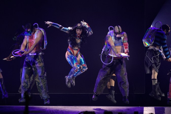 Katy Perry performs in concert at Arena CDMX in Mexico City, Wednesday, April 23, 2025. (AP Photo/Fernando Llano)