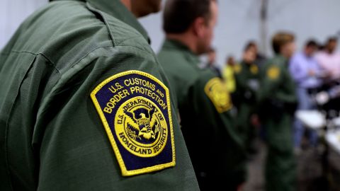 FILE - In this Thursday, May 2, 2019 file photo, Border Patrol agents hold a news conference prior to a media tour of a new U.S. Customs and Border Protection temporary facility near the Donna International Bridge in Donna, Texas. President Joe Biden’s administration is refusing to allow lawyers who inspect facilities where immigrant children are detained to enter a Border Patrol tent in Texas where agents are holding hundreds of youths. The attorneys say they were allowed to speak to children at the facility in Donna on Thursday, March 11, 2021 but were denied the chance to see the areas where the youths were being held. (AP Photo/Eric Gay, File)