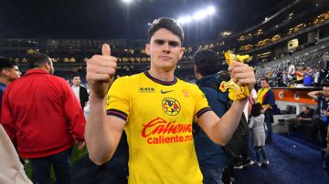 Monterrey, Nuevo León, 15 de diciembre de 2024. Israel Reyes en festejo, durante el partido de vuelta de la Final del torneo Apertura 2024 de la Liga BBVA MX, entre los Rayados del Monterrey y las Águilas del América, celebrado en el estadio BBVA. Foto: Imago7/