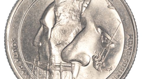 Moneda de 25 centavos del Monte Rushmore