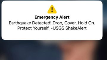 A Shake Alert dropped on a smart phone is shown after an earthquake hit California Thursday, Oct. 19, 2023. People will duck under desks and tables in California and around the world on Thursday for an annual drill practicing ways to stay safe during earthquakes.(AP Photo/Barbara Ortutay)